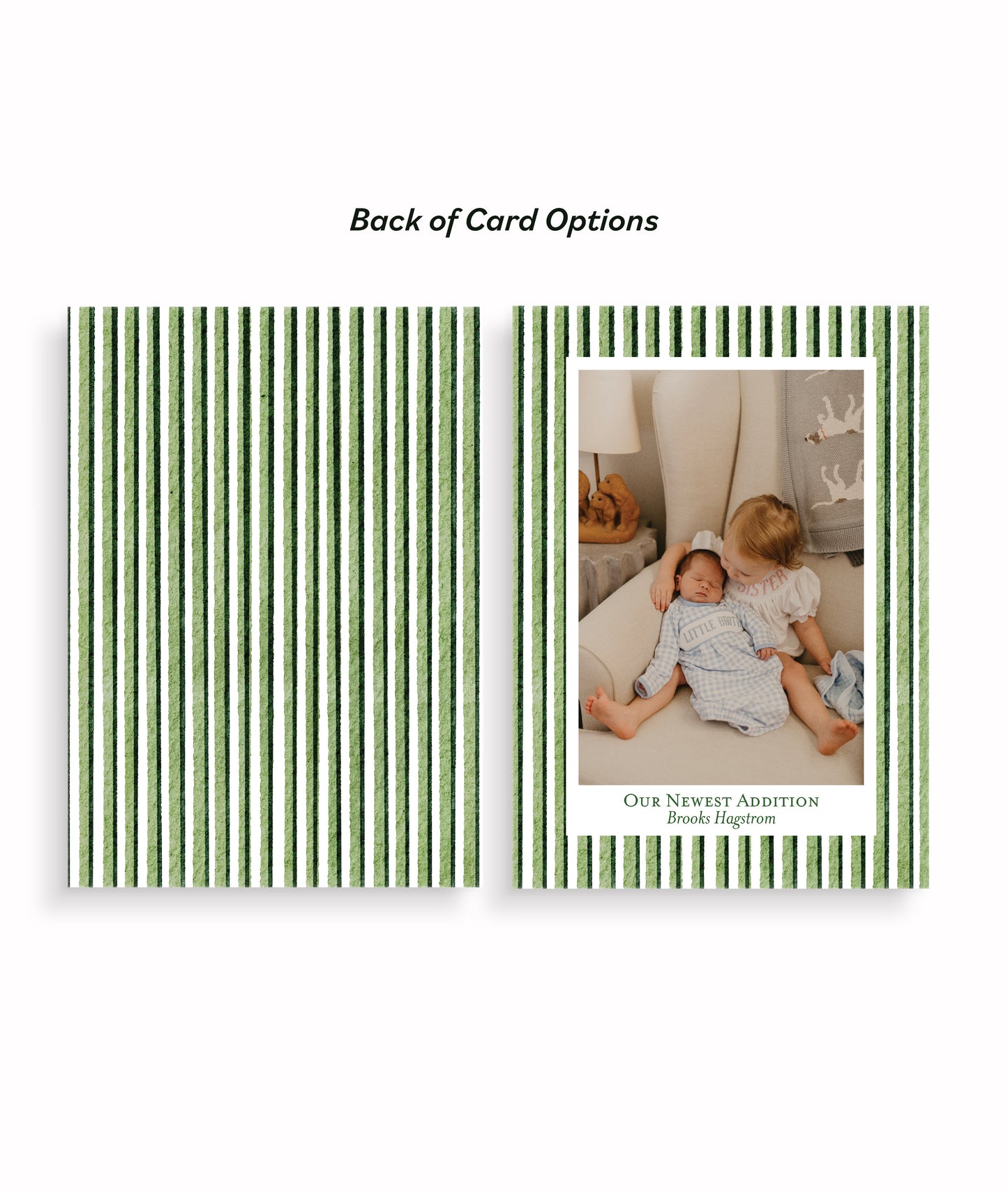 Striped with Love Green Christmas Card