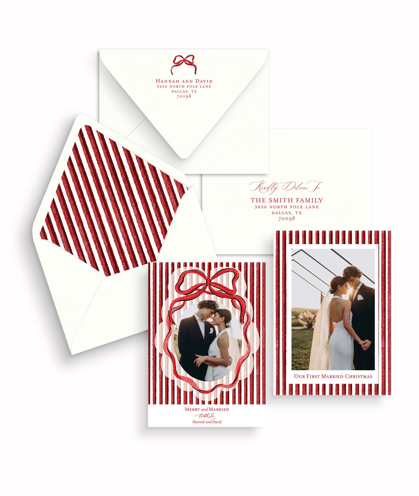 Striped with Love Red Christmas Card